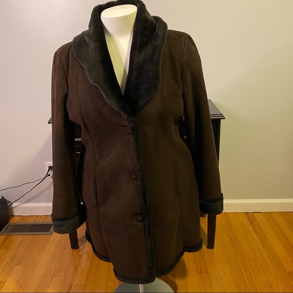 Calvin Klein Faux Fur and Suede Coat